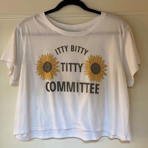 Itty bitty titty committee flower placement tee